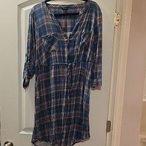 Torrid Blue and Orange Plaid Shirt